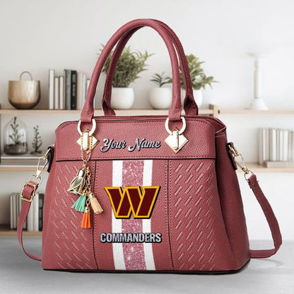 LIMITED EDITION - NEW CUSTOMIZED NFL12 WTC WASHINGTON COMMANDERS ZIP HANDBAG MULTICOLOR