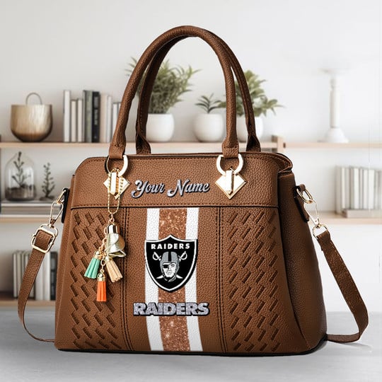 LIMITED EDITION - NEW CUSTOMIZED NFL07 LVR LAS VEGAS RAIDERS ZIP HANDBAG MULTICOLOR