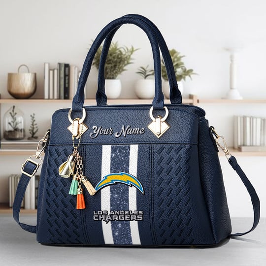 LIMITED EDITION - NEW CUSTOMIZED NFL09 LAC LOS ANGELES CHARGERS ZIP HANDBAG MULTICOLOR