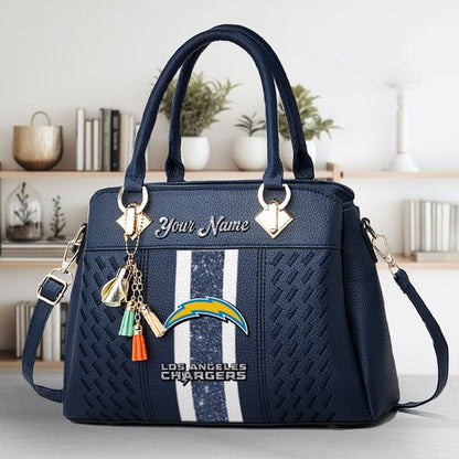 LIMITED EDITION - NEW CUSTOMIZED NFL09 LAC LOS ANGELES CHARGERS ZIP HANDBAG MULTICOLOR