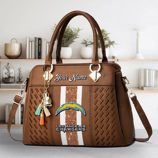 LIMITED EDITION - NEW CUSTOMIZED NFL09 LAC LOS ANGELES CHARGERS ZIP HANDBAG MULTICOLOR