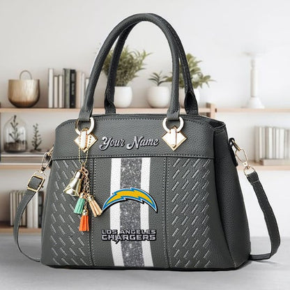 LIMITED EDITION - NEW CUSTOMIZED NFL09 LAC LOS ANGELES CHARGERS ZIP HANDBAG MULTICOLOR