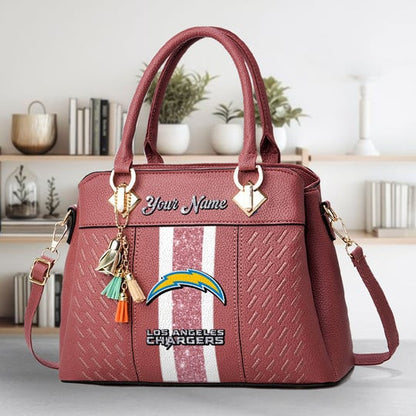 LIMITED EDITION - NEW CUSTOMIZED NFL09 LAC LOS ANGELES CHARGERS ZIP HANDBAG MULTICOLOR