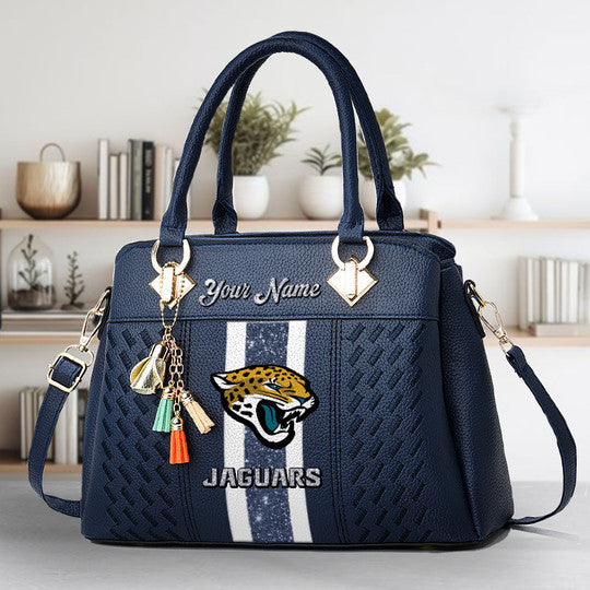LIMITED EDITION - NEW CUSTOMIZED NFL30 JSJ JACKSONVILLE JAGUARS ZIP HANDBAG MULTICOLOR
