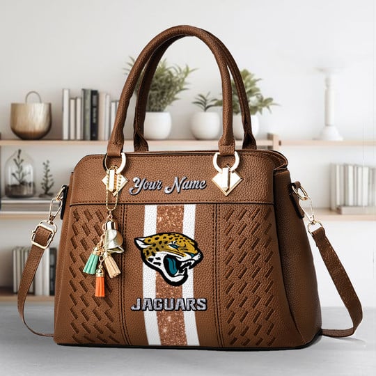 LIMITED EDITION - NEW CUSTOMIZED NFL30 JSJ JACKSONVILLE JAGUARS ZIP HANDBAG MULTICOLOR