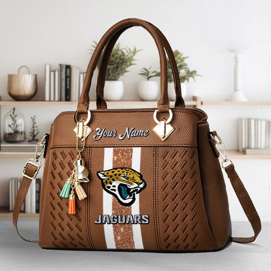 LIMITED EDITION - NEW CUSTOMIZED NFL30 JSJ JACKSONVILLE JAGUARS ZIP HANDBAG MULTICOLOR