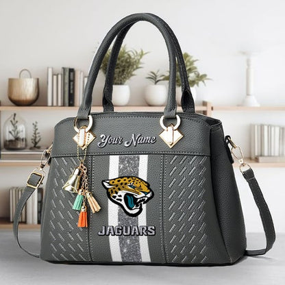 LIMITED EDITION - NEW CUSTOMIZED NFL30 JSJ JACKSONVILLE JAGUARS ZIP HANDBAG MULTICOLOR