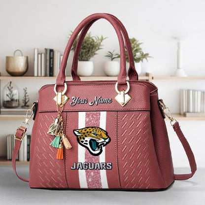 LIMITED EDITION - NEW CUSTOMIZED NFL30 JSJ JACKSONVILLE JAGUARS ZIP HANDBAG MULTICOLOR