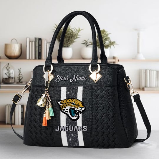 LIMITED EDITION - NEW CUSTOMIZED NFL30 JSJ JACKSONVILLE JAGUARS ZIP HANDBAG MULTICOLOR