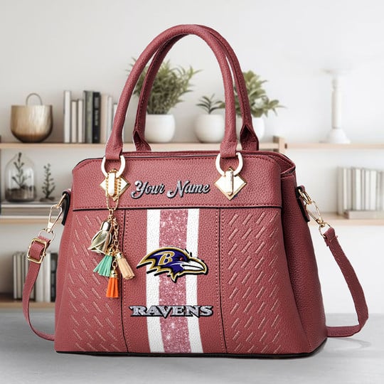 LIMITED EDITION - NEW CUSTOMIZED NFL28 BTR BALTIMORE RAVENS ZIP HANDBAG MULTICOLOR