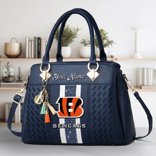 LIMITED EDITION - NEW CUSTOMIZED NFL16 CCB CINCINNATI BENGALS ZIP HANDBAG MULTICOLOR