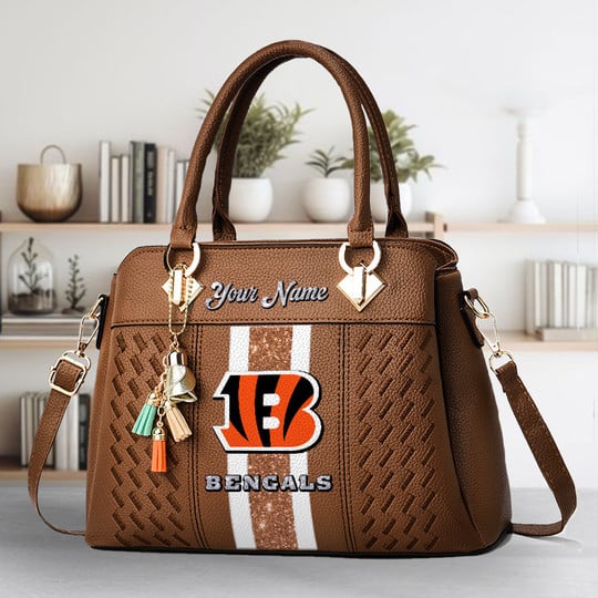 LIMITED EDITION - NEW CUSTOMIZED NFL16 CCB CINCINNATI BENGALS ZIP HANDBAG MULTICOLOR