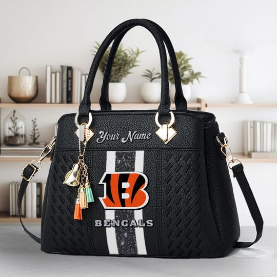LIMITED EDITION - NEW CUSTOMIZED NFL16 CCB CINCINNATI BENGALS ZIP HANDBAG MULTICOLOR