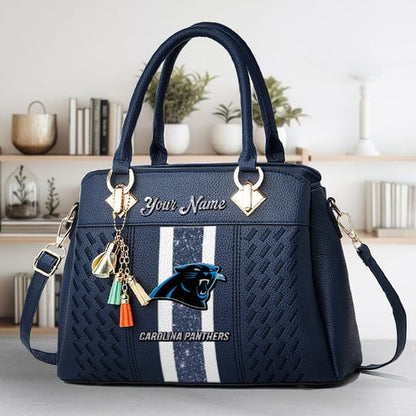 LIMITED EDITION - NEW CUSTOMIZED NFL23 CLP CAROLINA PANTHERS ZIP HANDBAG MULTICOLOR