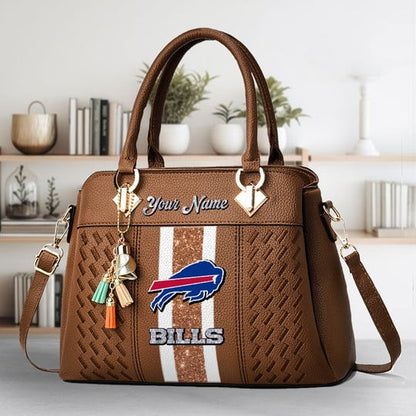 LIMITED EDITION - NEW CUSTOMIZED NFL03 BFB BUFFALO BILLS ZIP HANDBAG MULTICOLOR