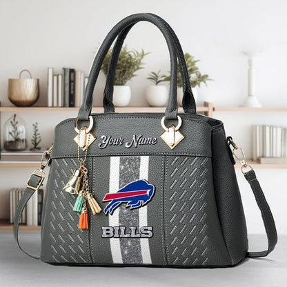 LIMITED EDITION - NEW CUSTOMIZED NFL03 BFB BUFFALO BILLS ZIP HANDBAG MULTICOLOR