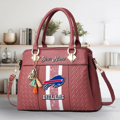LIMITED EDITION - NEW CUSTOMIZED NFL03 BFB BUFFALO BILLS ZIP HANDBAG MULTICOLOR