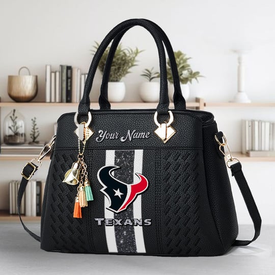 LIMITED EDITION - NEW CUSTOMIZED NFL15 HTT HOUSTON TEXANS ZIP HANDBAG MULTICOLOR