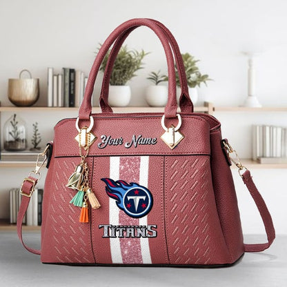 LIMITED EDITION - NEW CUSTOMIZED NFL31 TST TENNESSEE TITANS ZIP HANDBAG MULTICOLOR