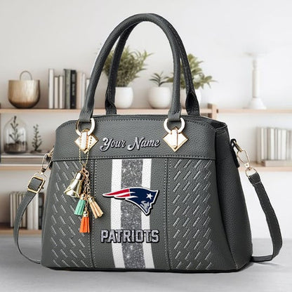 LIMITED EDITION - NEW CUSTOMIZED NFL27 NEP NEW ENGLAND PATRIOTS ZIP HANDBAG MULTICOLOR