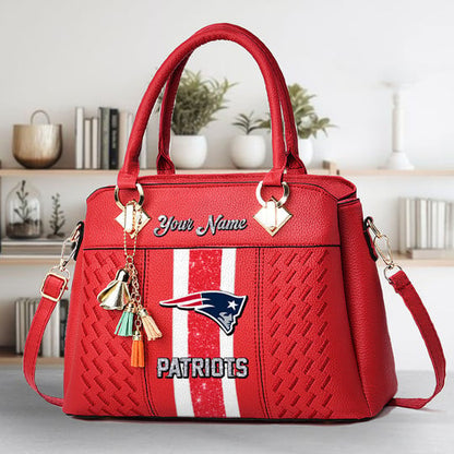 LIMITED EDITION - NEW CUSTOMIZED NFL27 NEP NEW ENGLAND PATRIOTS ZIP HANDBAG MULTICOLOR