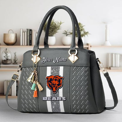 LIMITED EDITION - NEW CUSTOMIZED NFL26 CCB CHICAGO BEARS ZIP HANDBAG MULTICOLOR