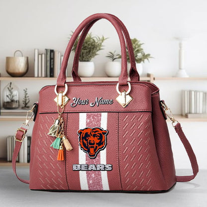 LIMITED EDITION - NEW CUSTOMIZED NFL26 CCB CHICAGO BEARS ZIP HANDBAG MULTICOLOR