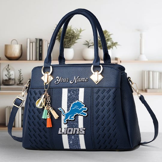 LIMITED EDITION - NEW CUSTOMIZED NFL04 DTL DETROIT LIONS ZIP HANDBAG MULTICOLOR