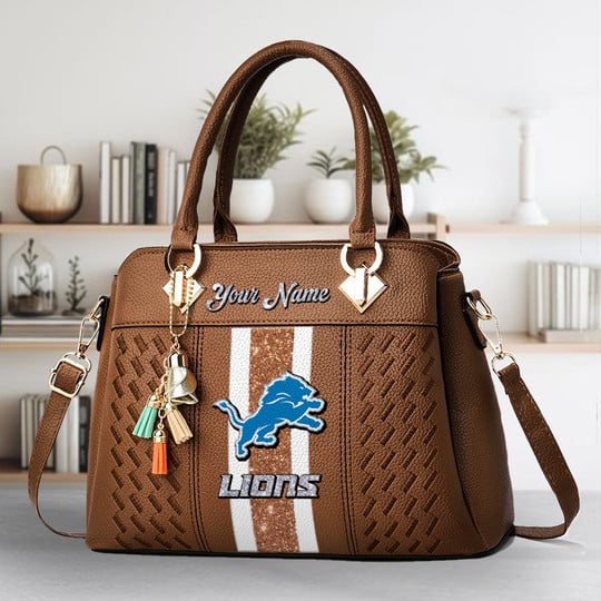 LIMITED EDITION - NEW CUSTOMIZED NFL04 DTL DETROIT LIONS ZIP HANDBAG MULTICOLOR