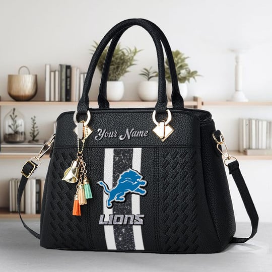 LIMITED EDITION - NEW CUSTOMIZED NFL04 DTL DETROIT LIONS ZIP HANDBAG MULTICOLOR