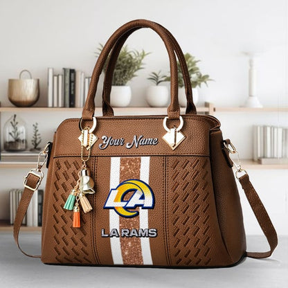 LIMITED EDITION - NEW CUSTOMIZED NFL22 LAR LOS ANGELES RAMS ZIP HANDBAG MULTICOLOR