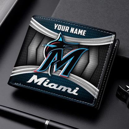 LIMITED EDITION - NEW CUSTOMIZED MLB20 MMS MIAMI MARLINS LEATHER WALLET