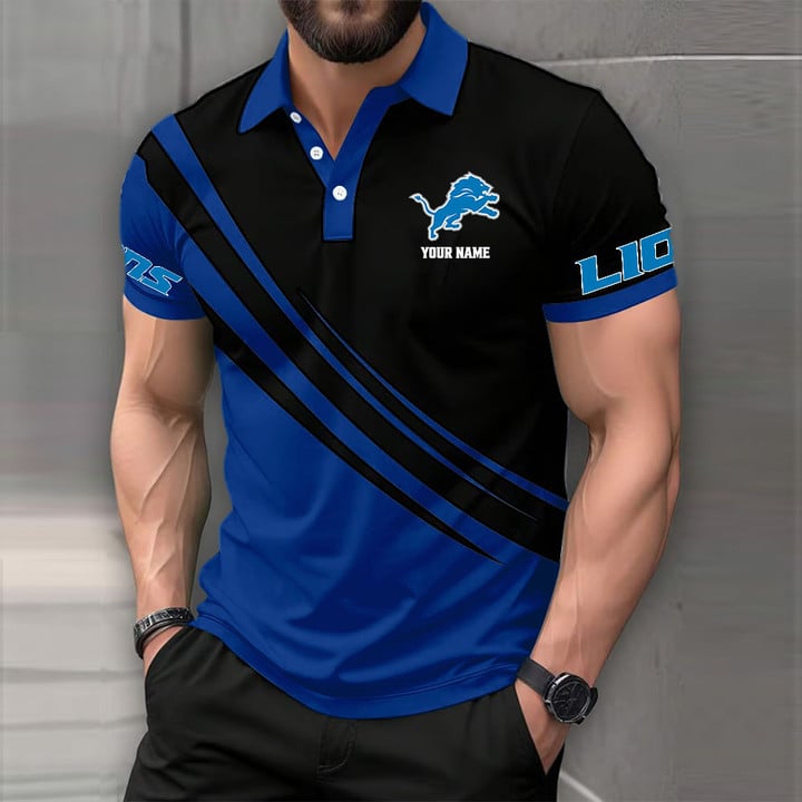 LIMITED EDITION - NEW CUSTOMIZED NFL04 DTL DETROIT LIONS POLO SHIRT
