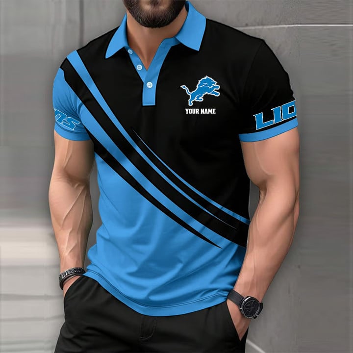 LIMITED EDITION - NEW CUSTOMIZED NFL04 DTL DETROIT LIONS POLO SHIRT