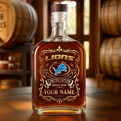 LIMITED EDITION - NEW CUSTOMIZED NFL04 DTL DETROIT LIONS LUXURY WHISKEY BOTTLE 450ML