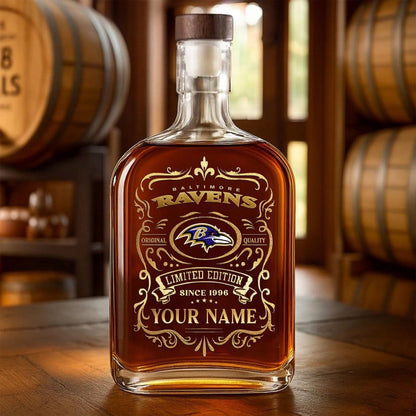 LIMITED EDITION - NEW CUSTOMIZED NFL28 BTR BALTIMORE RAVENS LUXURY WHISKEY BOTTLE 450ML
