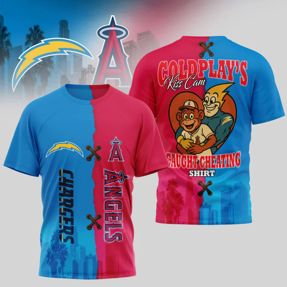 LIMITED EDITION - NEW CUSTOMIZED NFL09 LAC LOS ANGELES CHARGERS x MLB27 LAA LOS ANGELES ANGELS UNISEX T-SHIRT, POLO, HOODIE & JACKETS