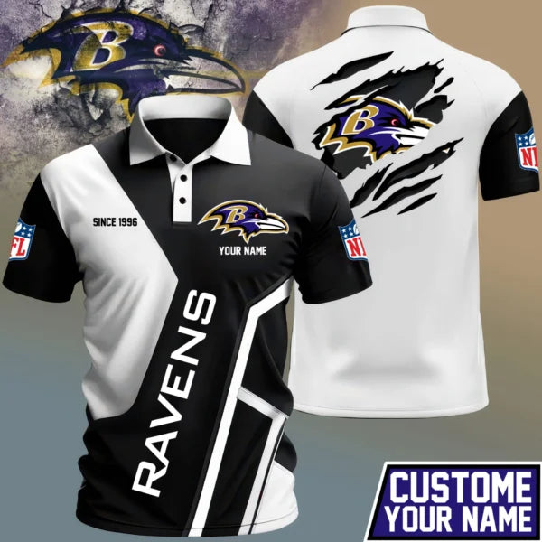 LIMITED EDITION - NEW CUSTOMIZED NFL28 BTR BALTIMORE RAVENS POLO SHIRT