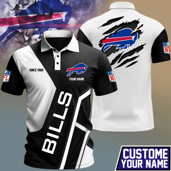 LIMITED EDITION - NEW CUSTOMIZED NFL03 BFB BUFFALO BILLS POLO SHIRT