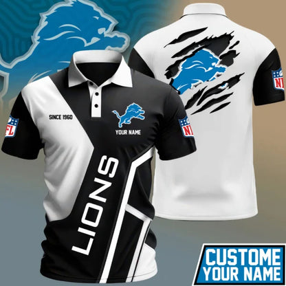 LIMITED EDITION - NEW CUSTOMIZED NFL04 DTL DETROIT LIONS POLO SHIRT