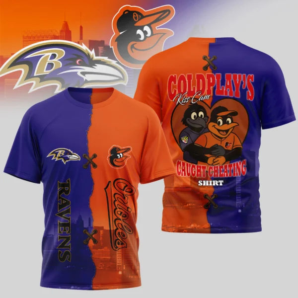 LIMITED EDITION - NEW CUSTOMIZED NFL28 BTR BALTIMORE RAVENS x MLB25 BOS BALTIMORE ORIOLES UNISEX T-SHIRT, POLO, HOODIE & JACKETS