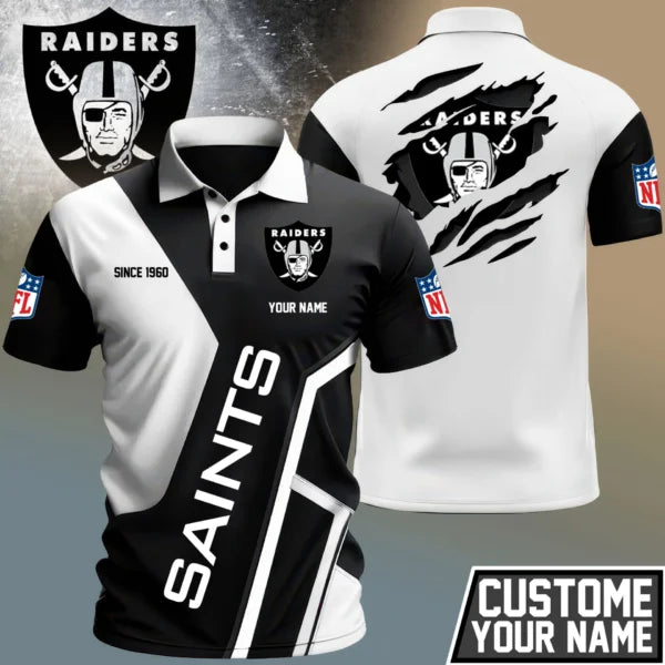 LIMITED EDITION - NEW CUSTOMIZED NFL07 LVR LAS VEGAS RAIDERS POLO SHIRT