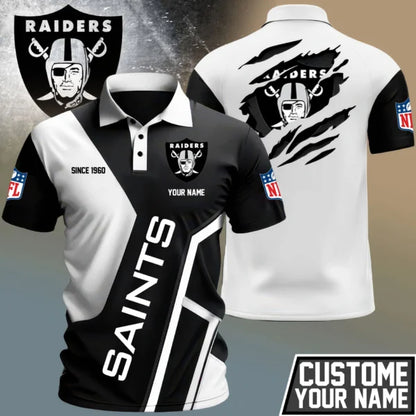 LIMITED EDITION - NEW CUSTOMIZED NFL07 LVR LAS VEGAS RAIDERS POLO SHIRT