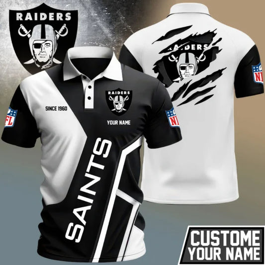 LIMITED EDITION - NEW CUSTOMIZED NFL07 LVR LAS VEGAS RAIDERS POLO SHIRT