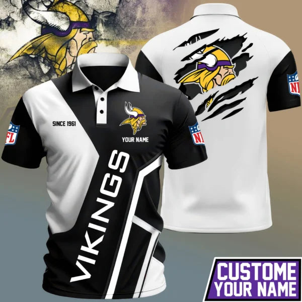 LIMITED EDITION - NEW CUSTOMIZED NFL05 MVK MINNESOTA VIKINGS POLO SHIRT