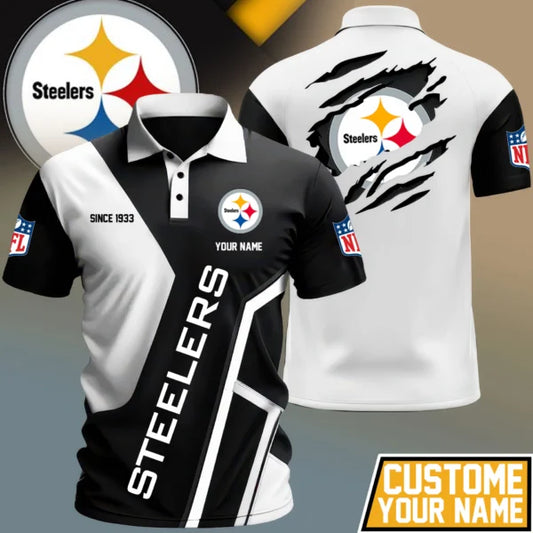 LIMITED EDITION - NEW CUSTOMIZED NFL14 PSB PITTSBURGH STEELERS POLO SHIRT