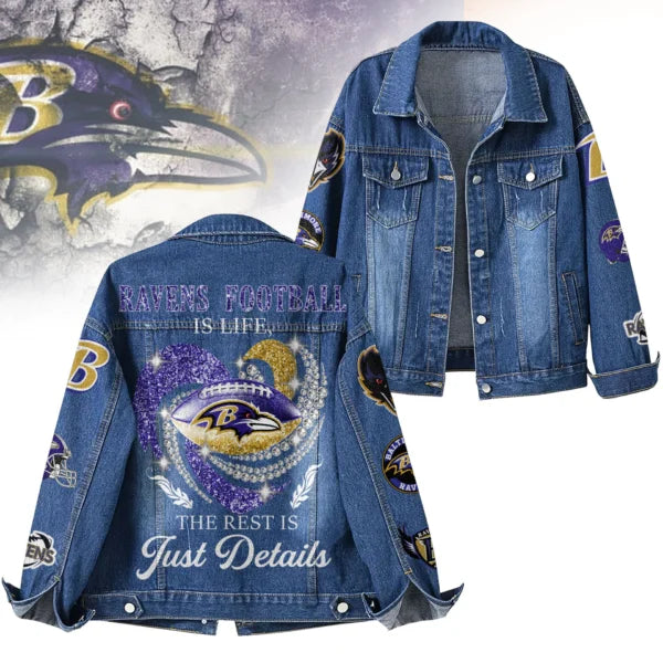 LIMITED EDITION - NEW CUSTOMIZED NFL28 BTR BALTIMORE RAVENS DENIM JACKET