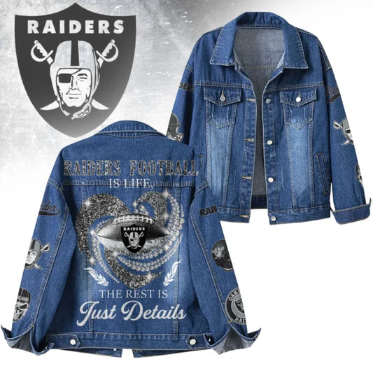LIMITED EDITION - NEW CUSTOMIZED NFL07 LVR LAS VEGAS RAIDERS DENIM JACKET