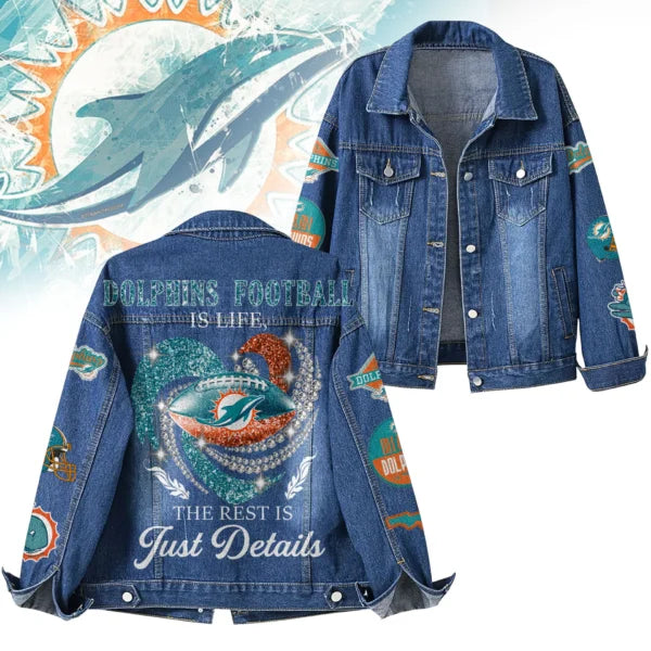 LIMITED EDITION - NEW CUSTOMIZED NFL19 MDP MIAMI DOLPHINS DENIM JACKET