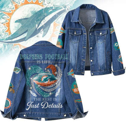 LIMITED EDITION - NEW CUSTOMIZED NFL19 MDP MIAMI DOLPHINS DENIM JACKET